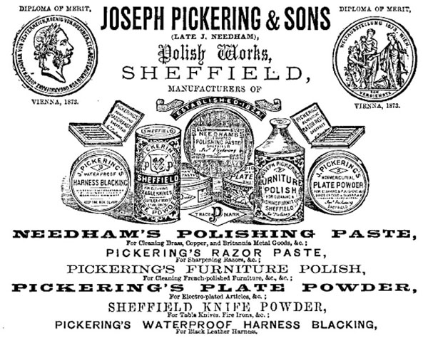 Joseph Pickering & Sons 1876 advert